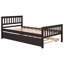 Lit simple avec lit gigogne, cadre de lit plateforme avec tête de lit et pied de lit, pour un petit espace de vie dans la chambre à coucher, aucun sommier nécessaire, espresso-979932540