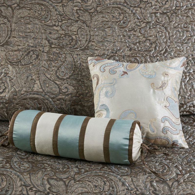 Ensemble de couvre-lit Thornton, Couvre-lit très grand + 4 pièces supplémentaire, Bleu/brun