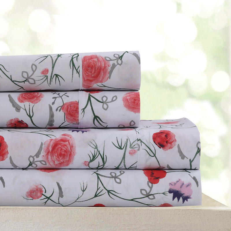 600 Thread Count Egyptian Quality Cotton Printed Sheet Set, Full Sheet Case Pack with 3 Additional Pieces