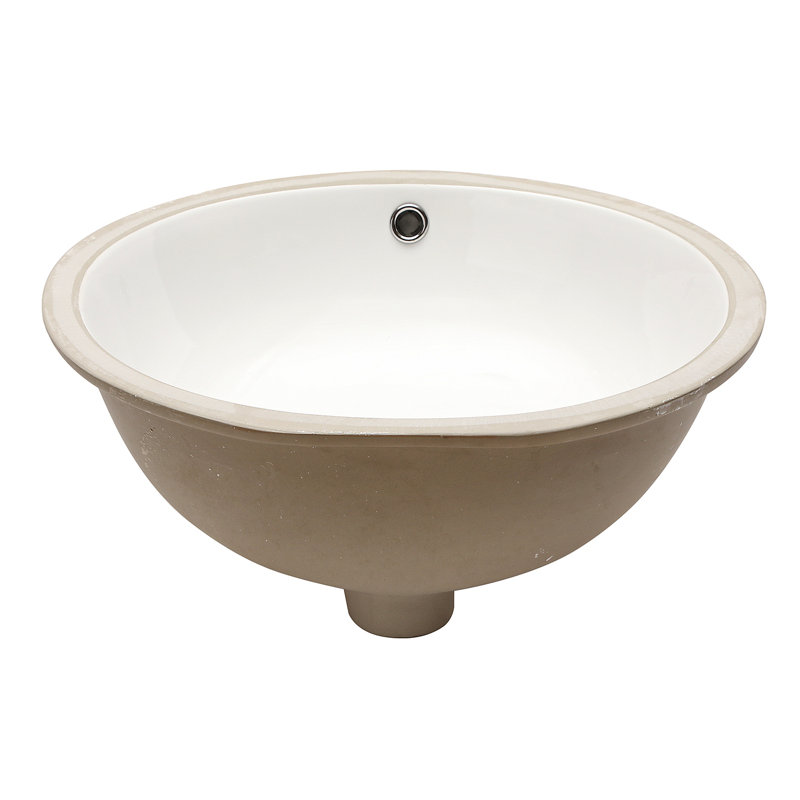 19"X16" White Ceramic Oval Undermount Bathroom Sink With Overflow
