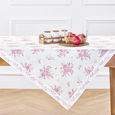 Jolie Fleur Print-100% Pure Linen Table Throw