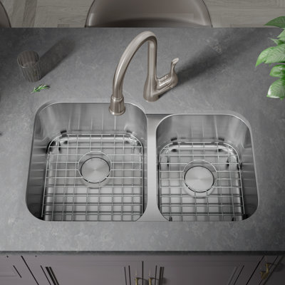 31.75'' L Double Bowl Stainless Steel Kitchen Sink