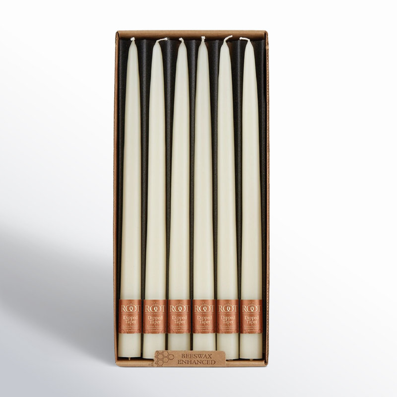 12 Piece Unscented Taper Candle Set, 12" H x 0.88" W x 0.88" D, Ivory