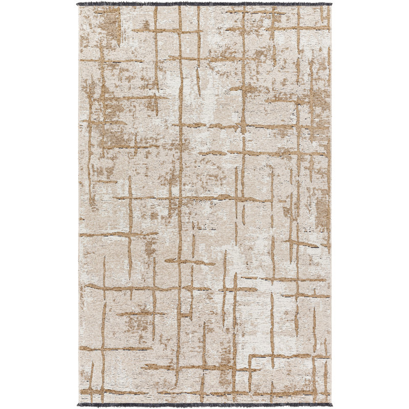 Tapis abstrait tissé à la machine, Rectangle 6 pi 3 po x 9 pi