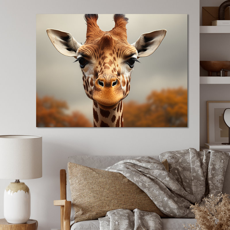 «Kristyle Giraffe Gentle Portrait», reproduction, H 30 po x l 40 po, Toile tendue