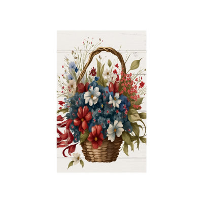 Drapeau décoratif en osier de fleurs sauvages 12 po x 18 po / 30 po x 45 cm pour rebord résidentiel rouge