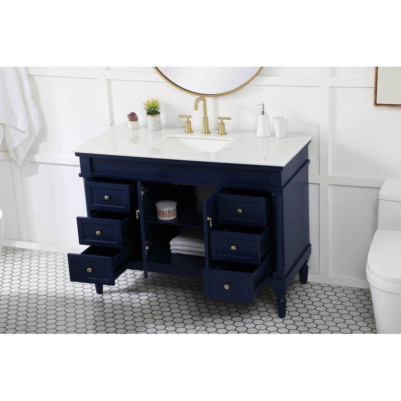Ensemble de meuble-lavabo simple 48 po Lexington, Bleu, Blanc / brun