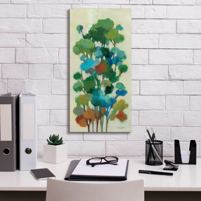 «Green Branches 1» par Silvia Vassileva, art mural sur toile, 12 po x 24 po