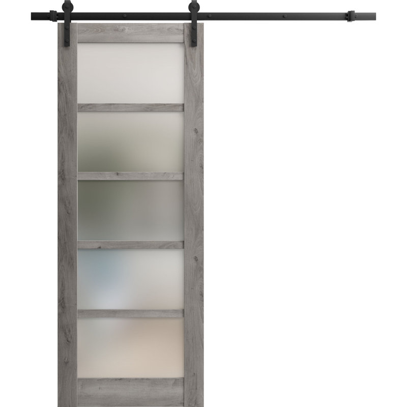 Porte de grange en bois lambrissé sans trousse de quincaillerie d’installation, 36 po x 96 po, Gris Nebraska