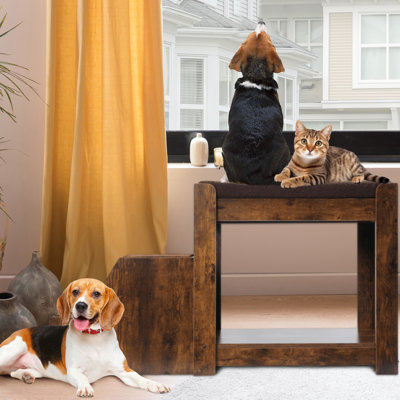 Lit superposé amovible pour animaux de compagnie, multi-niveaux pour animaux de compagnie, avec coussin et bloc-notes, intérieur, coussin de siège pour chien et chat, structure pour chat