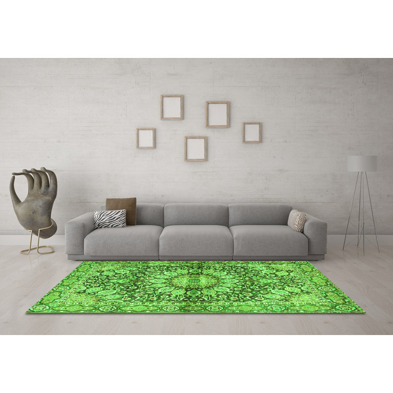 Aminoor Washable Oriental Indoor Rug, Round 6'