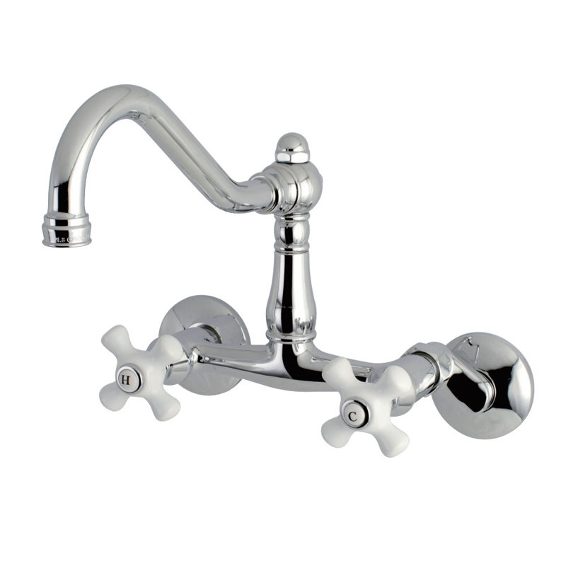 Kingston Brass Vintage Double-Handle 2-Hole Wall-Mount Bridge Kitchen Faucet