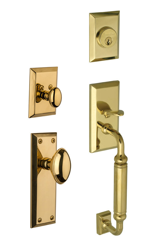 Fifth Avenue Handleset with Deadbolt and Door, Lifetime Brass