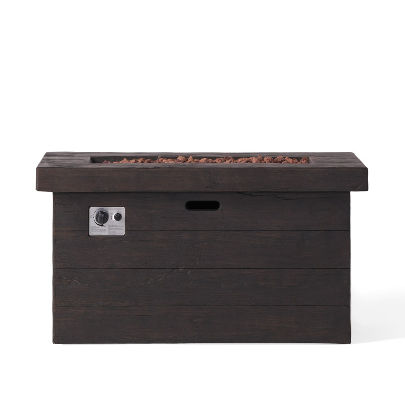 Jon Rectangle Concrete Propane Smokeless Fire Pit Table, Brown