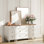 Ensemble de chambre à coucher 2 pièces, une commode 3 tiroirs et un ensemble de 2 tables de chevet, blanc cassé
