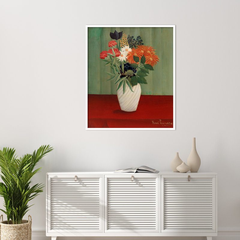 "Bouquet de fleurs" par Henri Rousseau, Blanc, H 41 po x l 35 po