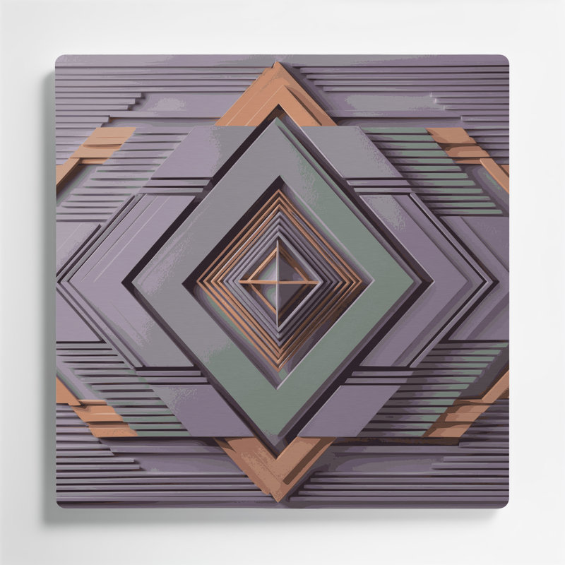«Geometric Abstraction 56», art mural en métal rose, H 32 po x l 32 po
