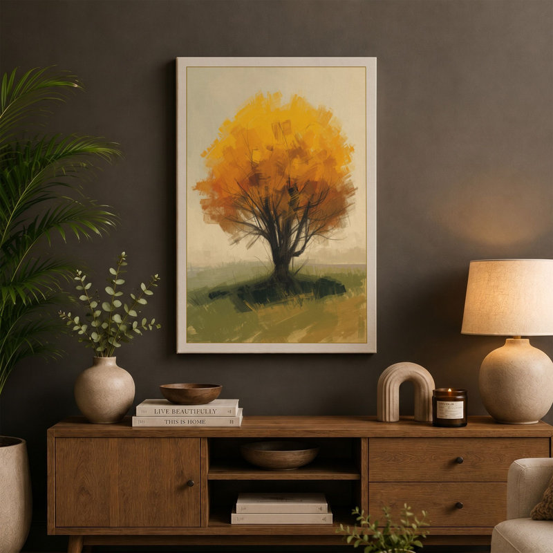 Autumn Tree in Silence Botanical - Wrapped Canvas, 36x24 - 91.4 x 61.0 cm, White Border