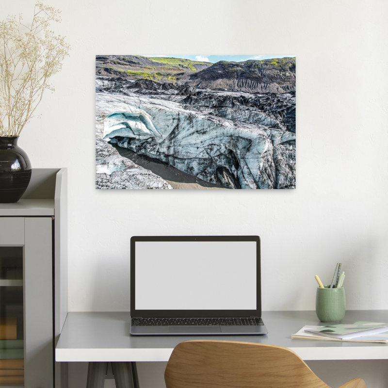 Glacier, cascade, Islande, art mural contemporain, H 16 po x l 24 po