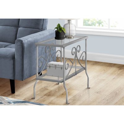 Lampe de table en métal avec verre trempé gris et transparent pour décor de chambre à coucher