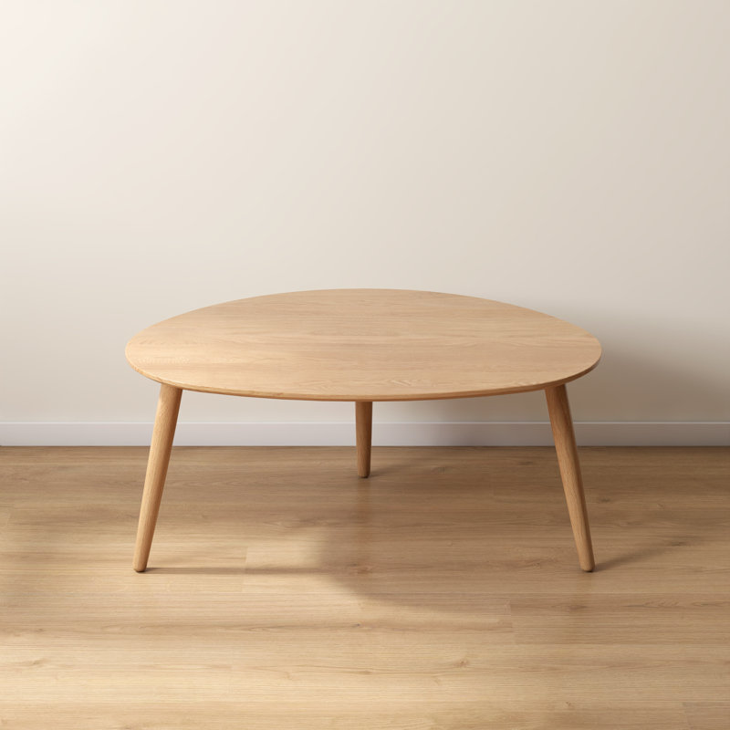 33.5"W Solid Oak Modern Coffee Table-Brown Oak, Brown Oak, 33.5”W, 1