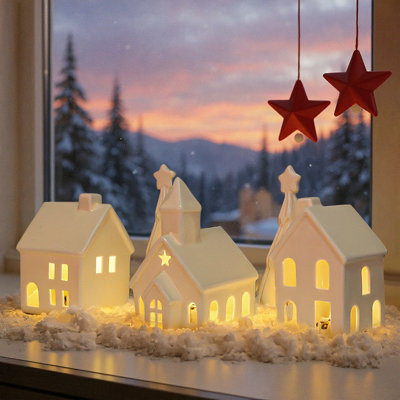 Ensemble de décorations de village de Noël en céramique