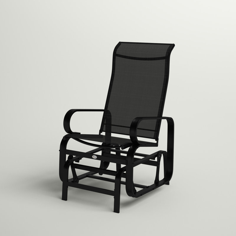 Fauteuil coulissant pour l'extérieur Yessenia, Cadre noir / toile noire