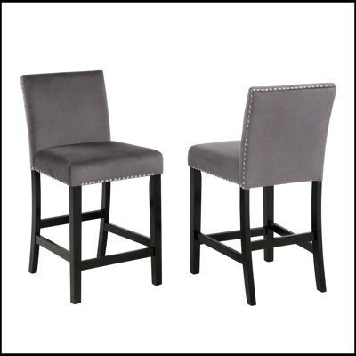 Ensemble de 2 tabourets de comptoir en velours Cobre