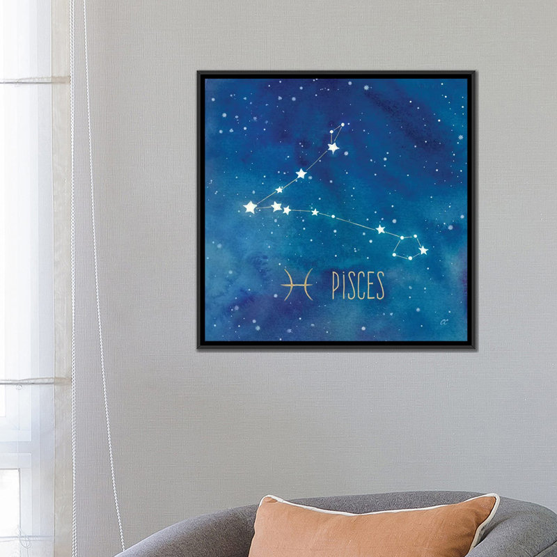 «Star Sign Pisces», impression sur toile, H 18 po x l 18 po x P 1,5 po, Toile avec cadre noir