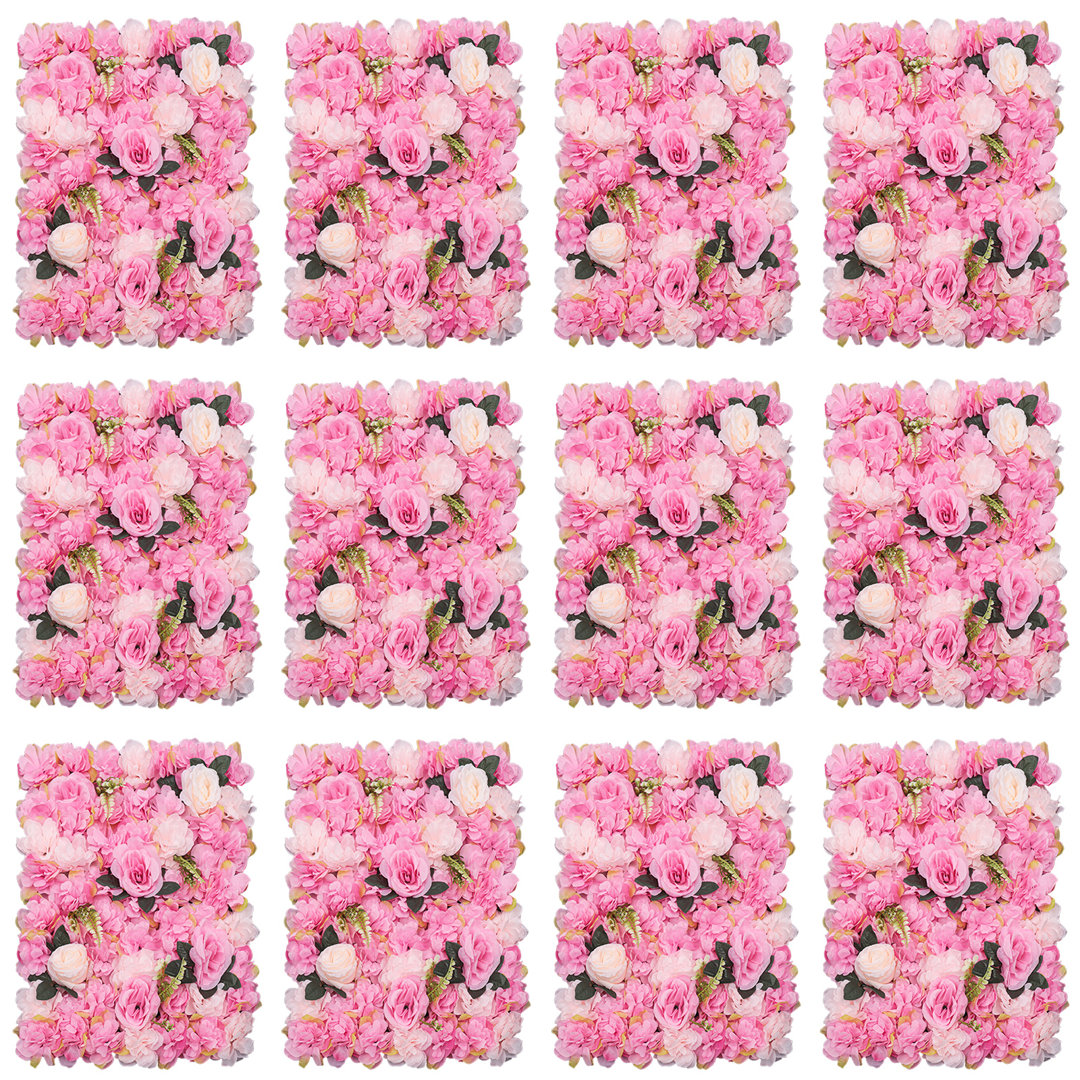 12Pcs Flower Wall Panel Artificial Flower Wall Backdrop For Photo Background Party Wedding Decor (Set of 12) Primrue 