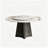 Modern 51'' Round Sintered Stone Dining Table With Lazy Susan Tabletop And Steel Base For 4-6-1955621281
