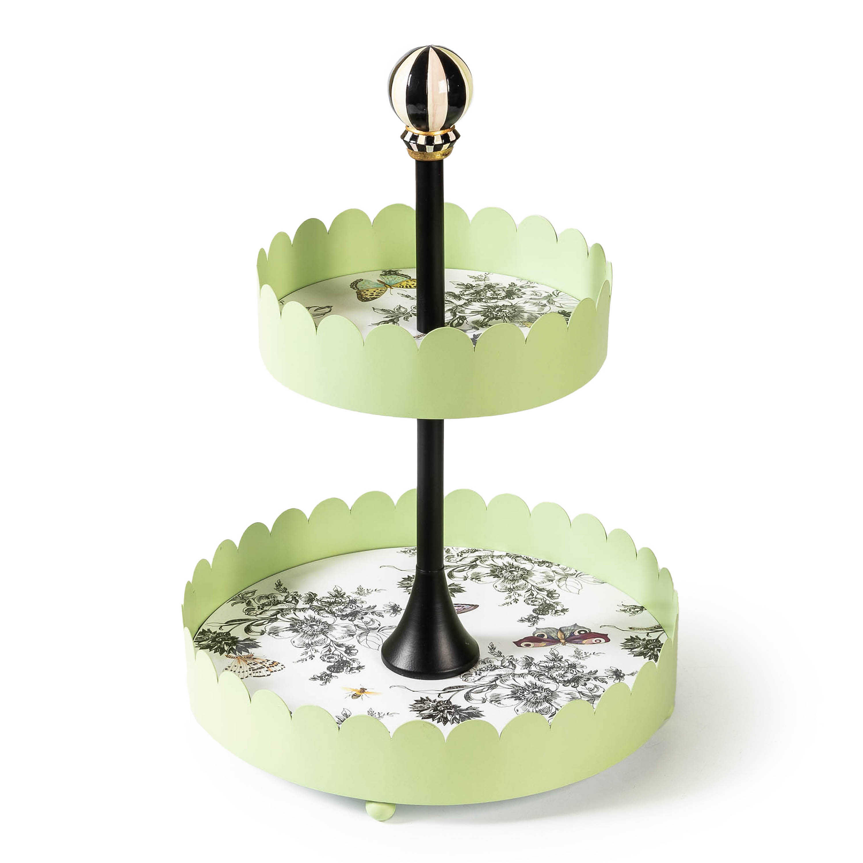 MacKenzie-Childs Butterfly Toile Two Tiered Stand | Wayfair