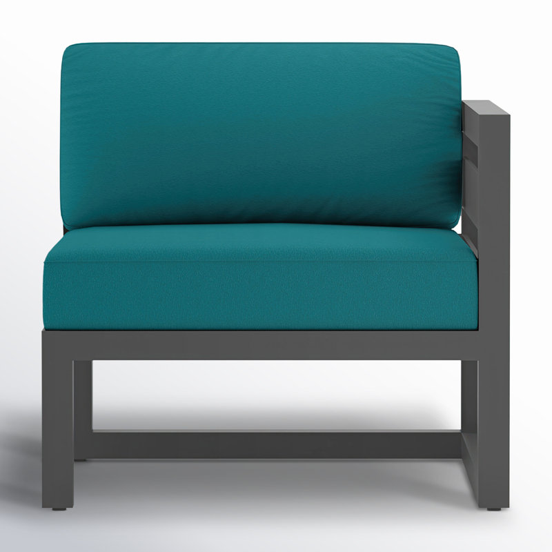 Avion 4 Piece Sectional Set, Spectrum Peacock Sunbrella® Plainweave, Slate