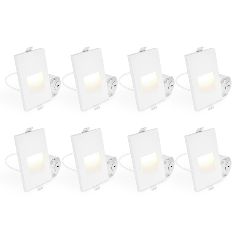 Marchepieds à DEL Luxrite à pince verticale, 5CCT, 3W, 150 lumens, étalement de faisceau à 90 °, à intensité variable, 120V, imperméable IP65, étanche et ETL, paquet de 8 blanc