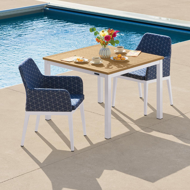 Chaise de terrasse avec coussin Oland, Craie, Spectre indigo Sunbrella®