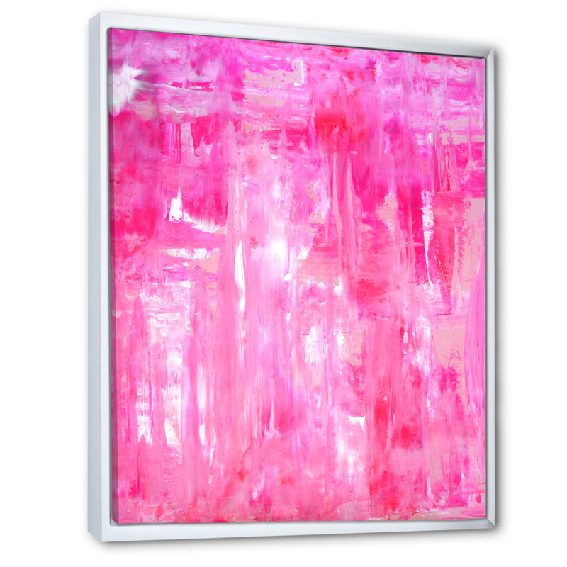 Reproduction d'art moderne sur toile rose, art abstrait VII, H 32 po x l 16 po x P 1 po, Toile encadrée flottée blanche