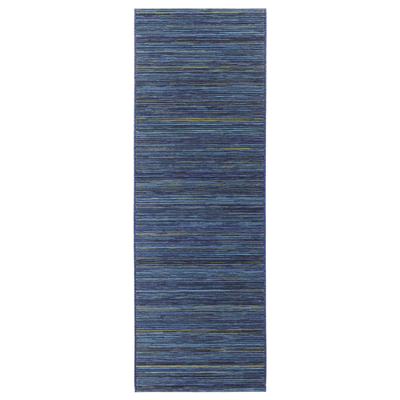 Lotus Flatweave Blue Rug, Runner 80 x 240cm