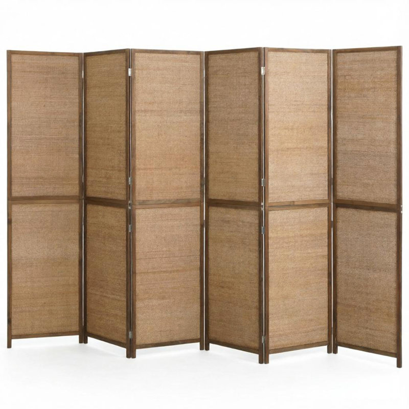Paravent pliable en bambou tissé à la main, 6 panneaux, 1,83 m (6 pi), marron., 70.9" H x 106.3" W x 0.7" D