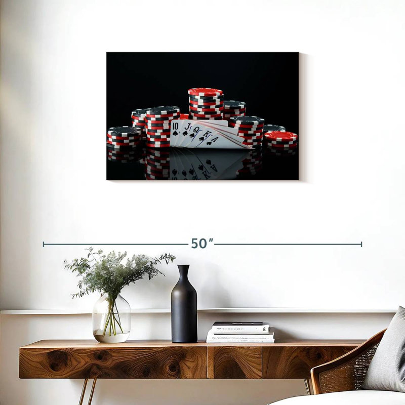 Poker sur toile, H 20 po x l 30 po x P 1,25 po