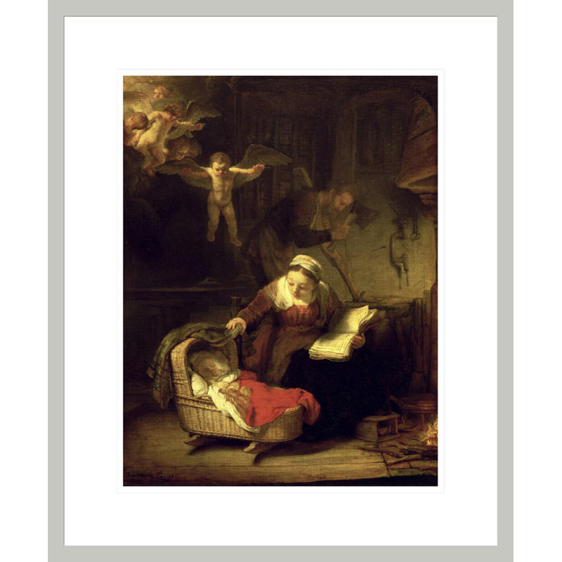 La Sainte Famille par Rembrandt van Rijn - Estampe numérique encadrée, 21.42" H x 17.75" W
