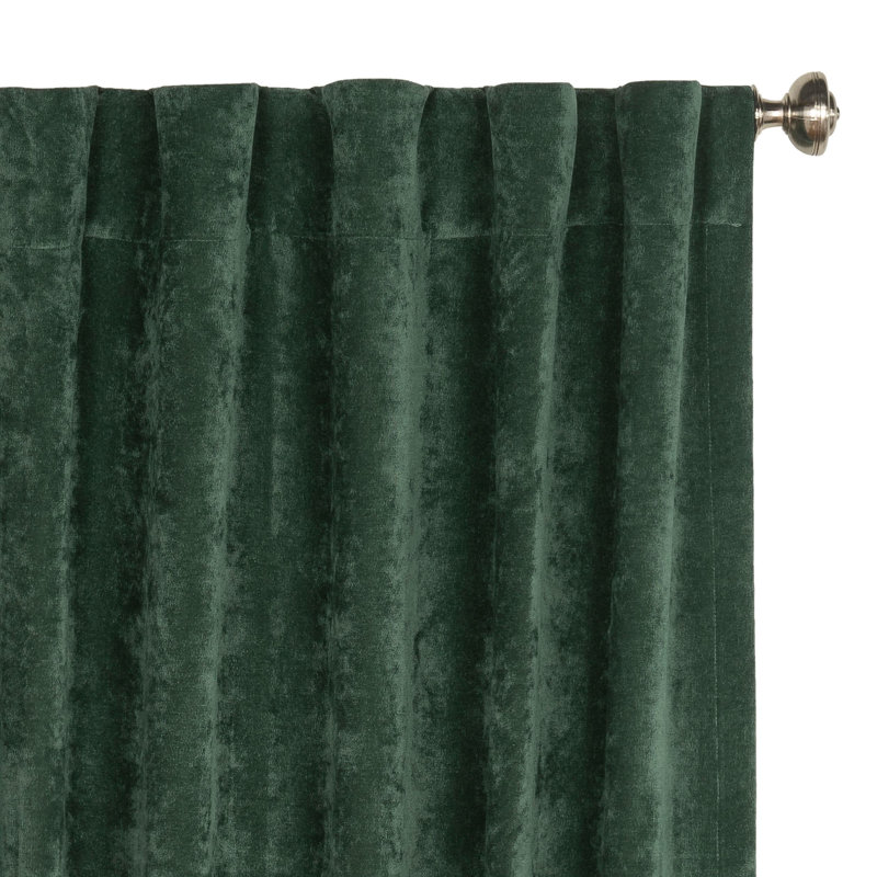 Padma Semi Sheer Curtain Single Panel, Dark Green