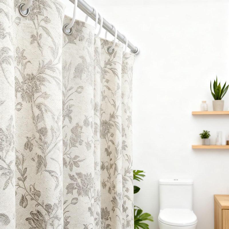 Rideau de douche Floral, Gris