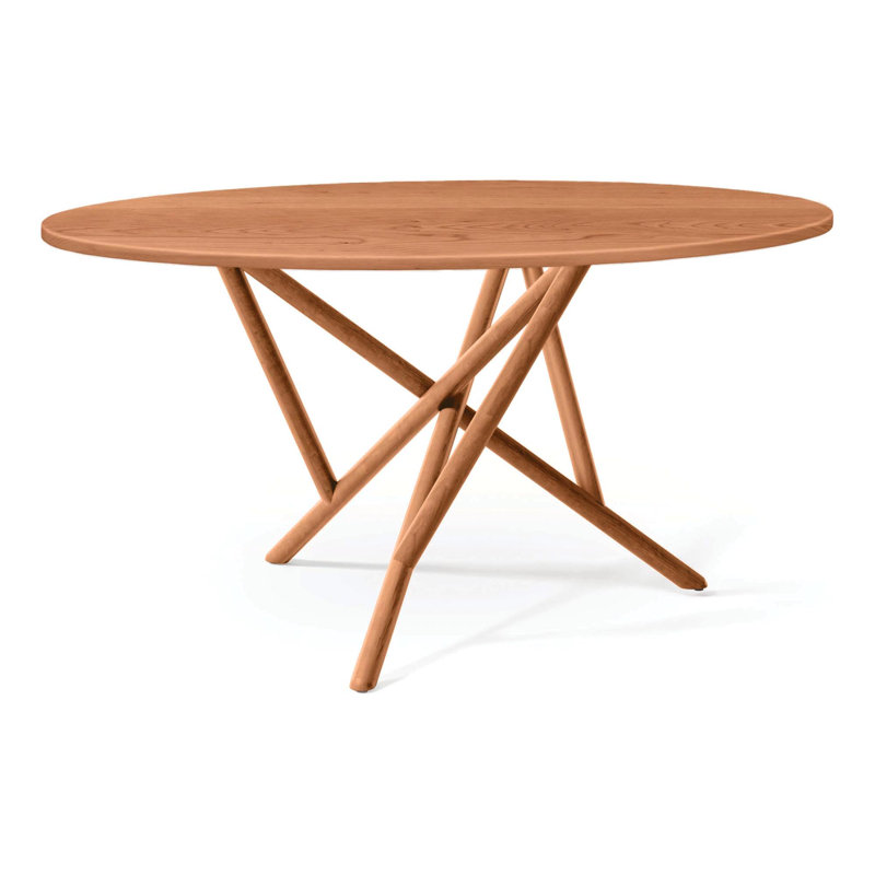 Baton - Table ronde à plateau fixe, H 30 po x L 60 po x l 60 po, Cerisier naturel, Cerisier naturel