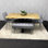 Wooden Brown Dining Table with 2 Velvet Chairs and 2 Grey Padded Benches, Dining Room Furniture