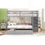 Lit superposé double au-dessus de double avec lit gigogne simple et escalier-121062743