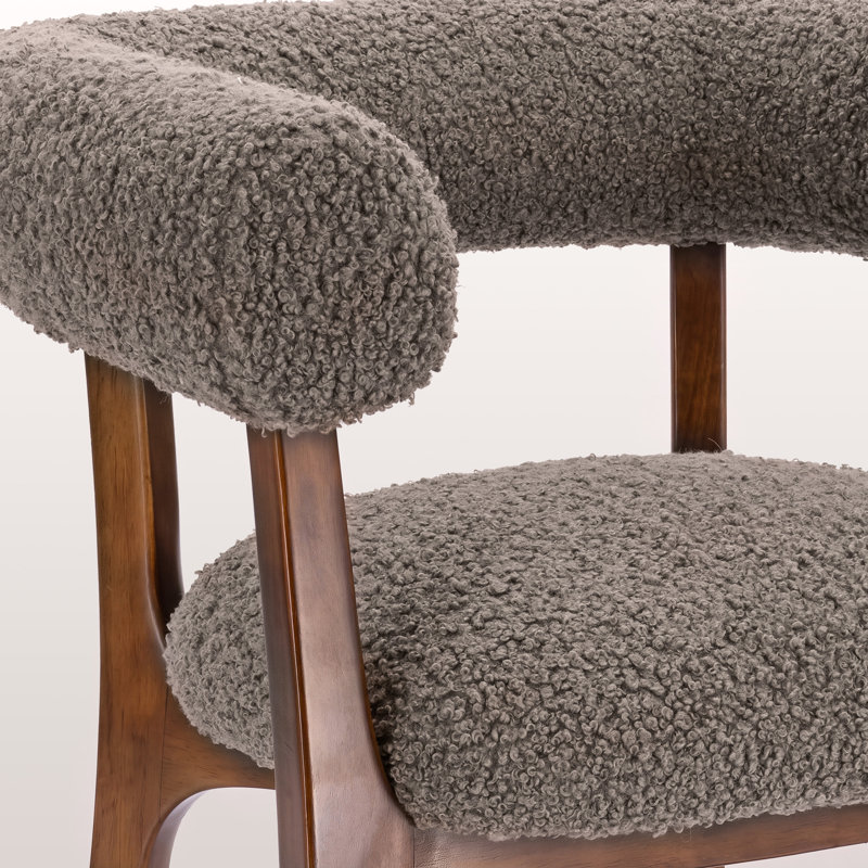 Chaise rembourrée avec accoudoirs et pieds en bois massif, Gray