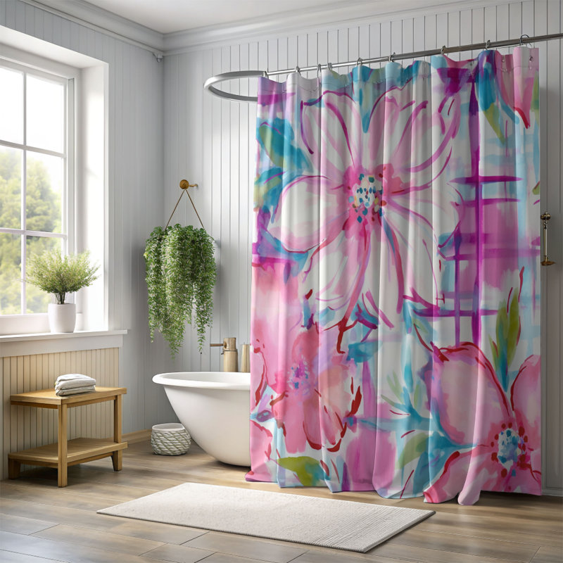 Rideau de douche à carreaux standard 1 pièce, H 74 po x l 71 po