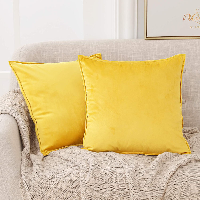 Fritch Square Cushion Cover, 45cm H x 45cm W x 1cm D, Lemon Yellow