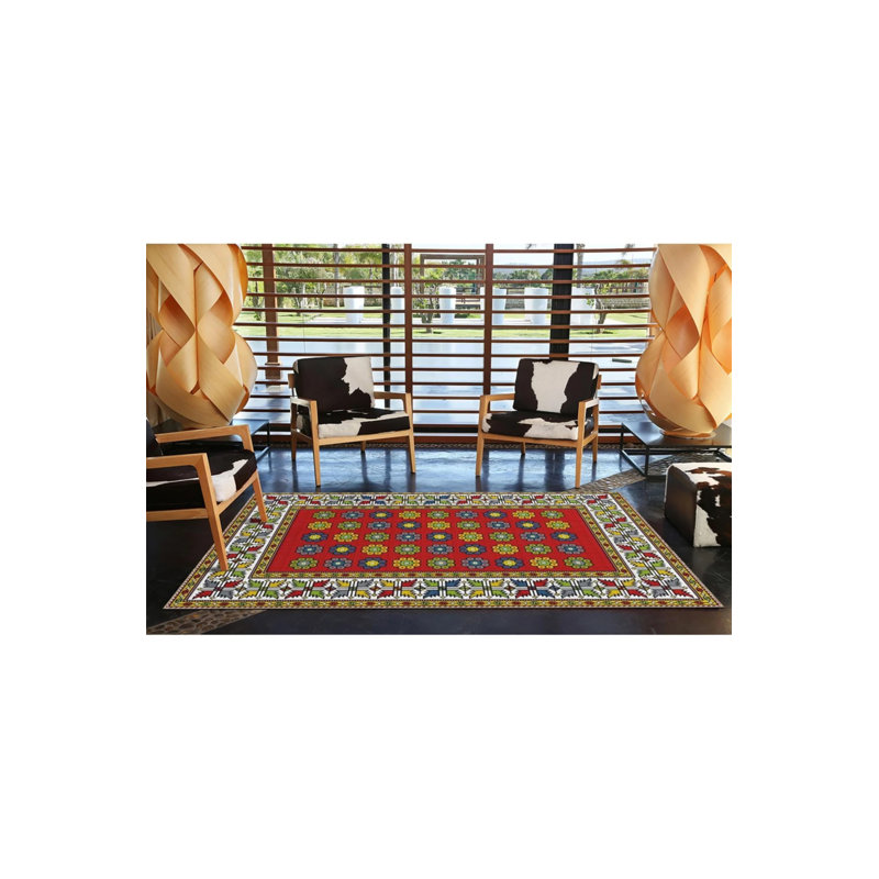Tapis géométrique tissé à motif géométrique, Rectangle 2 pi 4 po x 4 pi