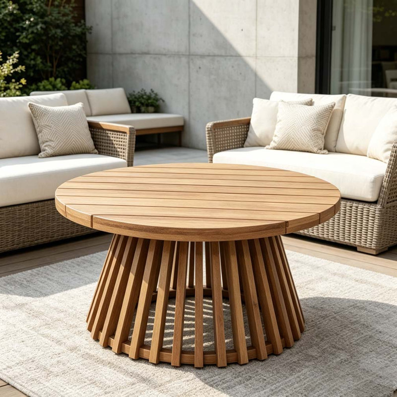 Table basse en bois, Teck clair